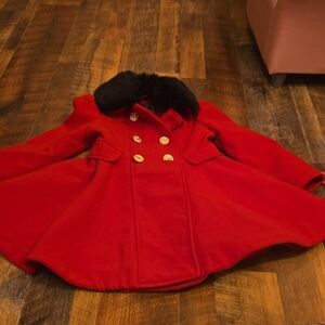 Rothschild Red Cape Coat with Black Collar